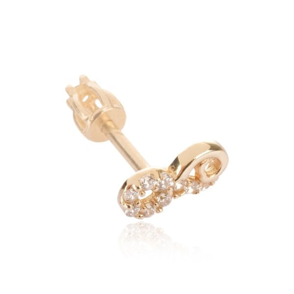 14 Ayar Altın Taşlı Sonsuzluk Figürlü Tragus Küpe