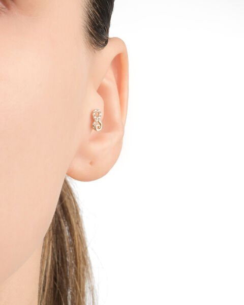 14 Ayar Altın Taşlı Sonsuzluk Figürlü Tragus Küpe