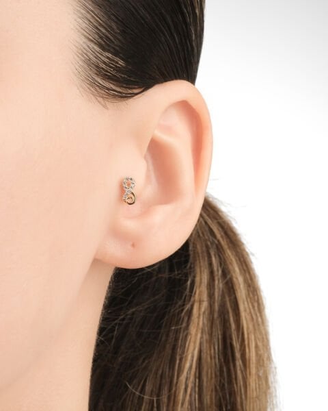 14 Ayar Altın Taşlı Sonsuzluk Figürlü Tragus Küpe