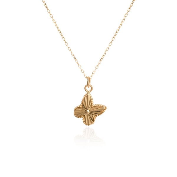 14 Ayar Altın Lazer Kesim Kelebek Kolye