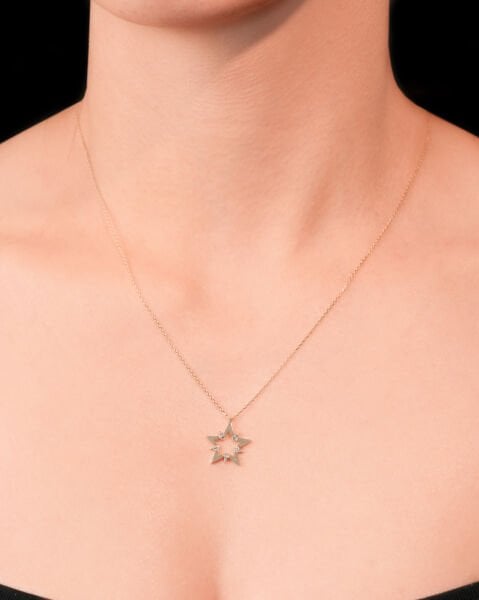 14 Ayar Altın Taşlı Yıldız Kolye