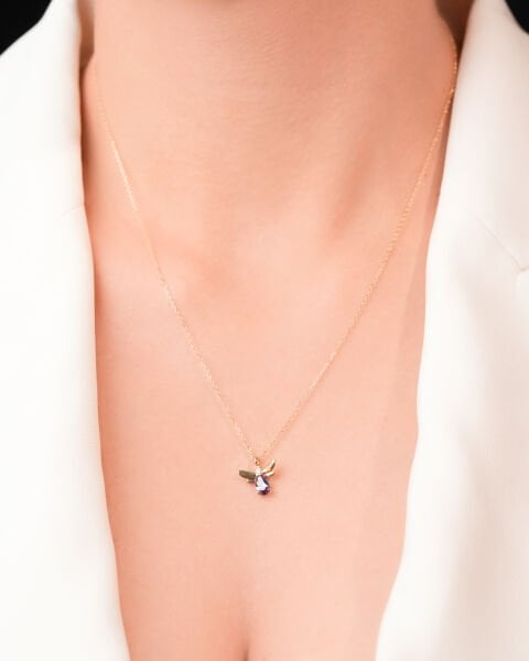 14 Ayar Altın Ametist Taşlı Arı Kolye