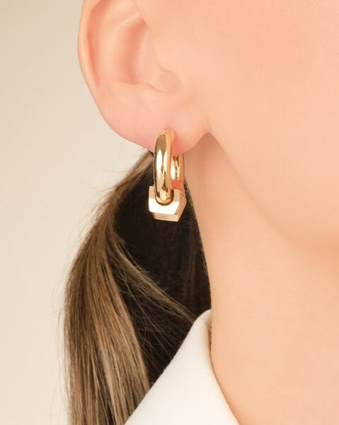 14 Ayar Altın Taşlı Yıldız Halka Küpe