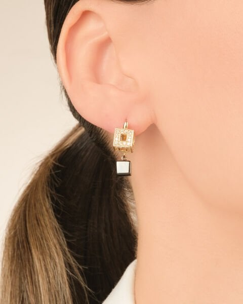 14 Ayar Altın Roberto Bravo Küp Form Taşlı Küpe