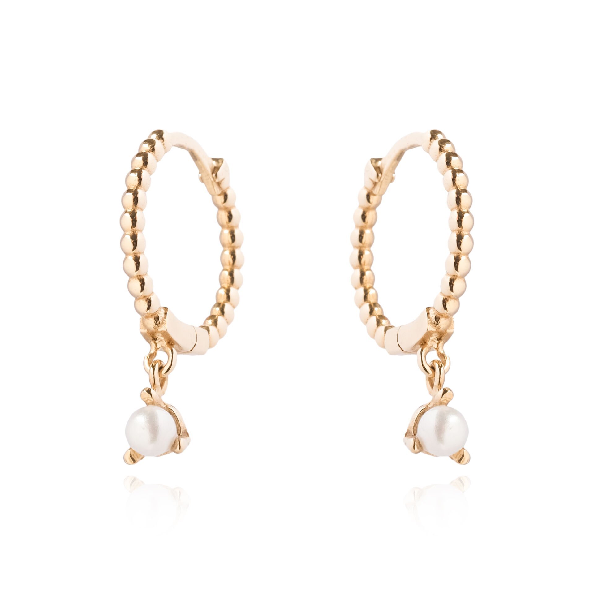 14 Ayar Altın İnci Halka Küpe