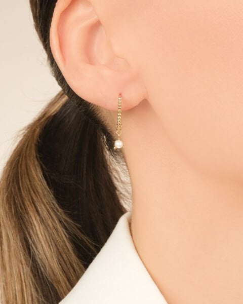 14 Ayar Altın İnci Halka Küpe