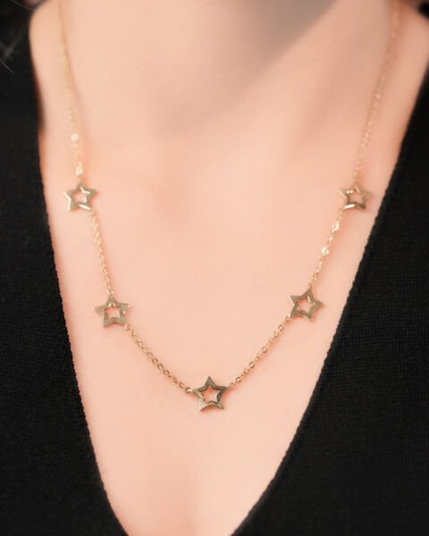 14 Ayar Altın Çoklu Yıldız Figürlü Kolye