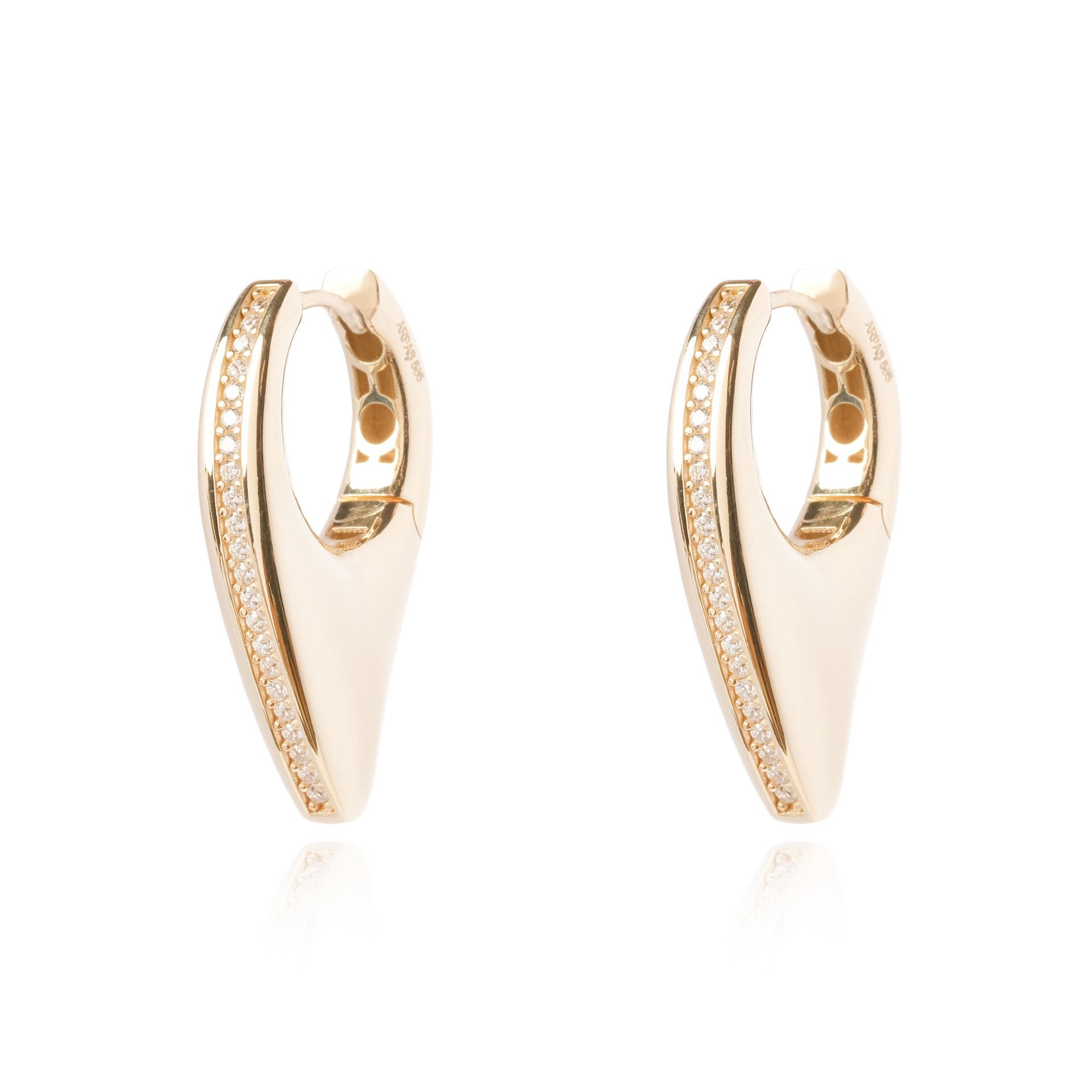 14 Ayar Altın Taşlı Damla Tasarım Küpe