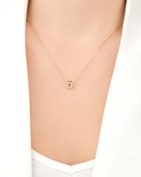 14 Ayar Altın Taşlı Ö Harfi Kadın Kolye