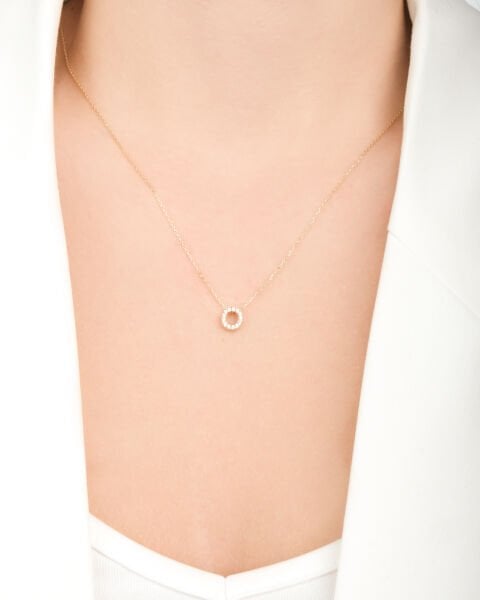 14 Ayar Altın Taşlı O Harfi Kadın Kolye