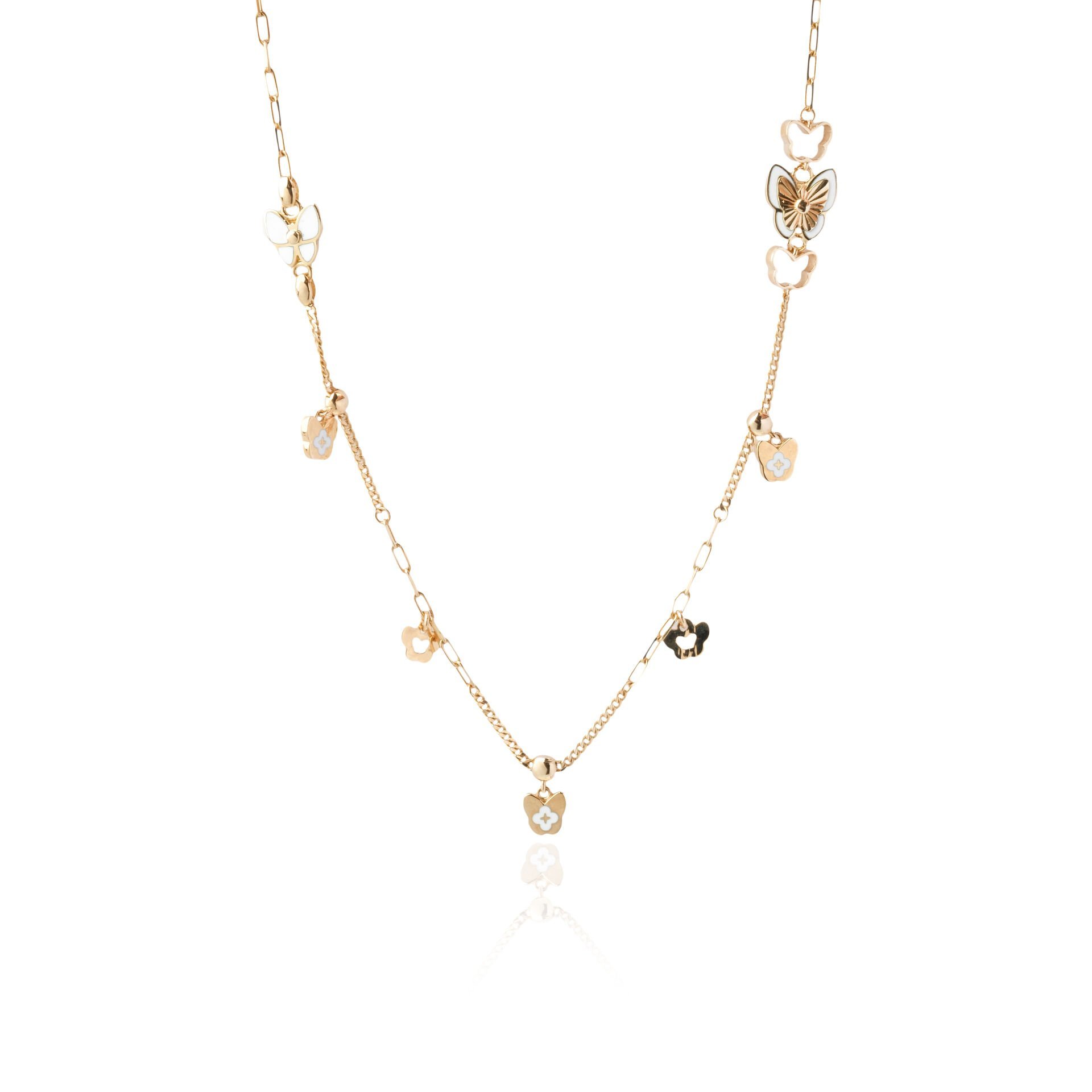 14 Ayar Altın Mineli Kelebek Kolye