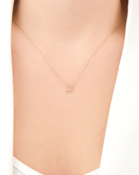 14 Ayar Altın Taşlı J Harfi Kadın Kolye