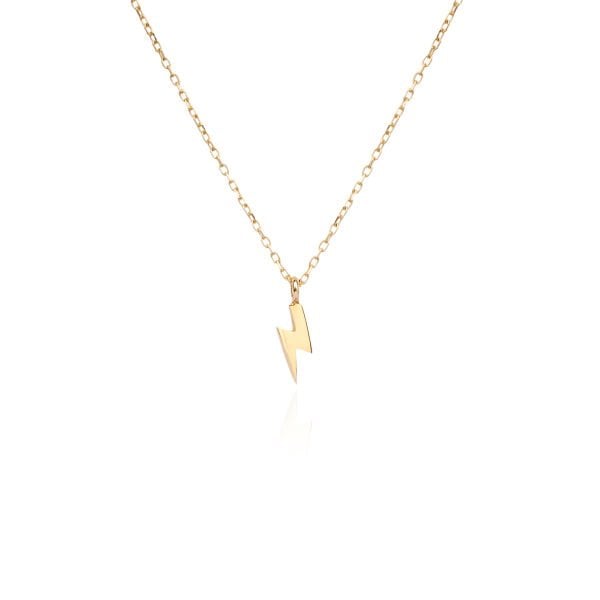 14 Ayar Altın Şimşek Figürlü Minimal Kolye