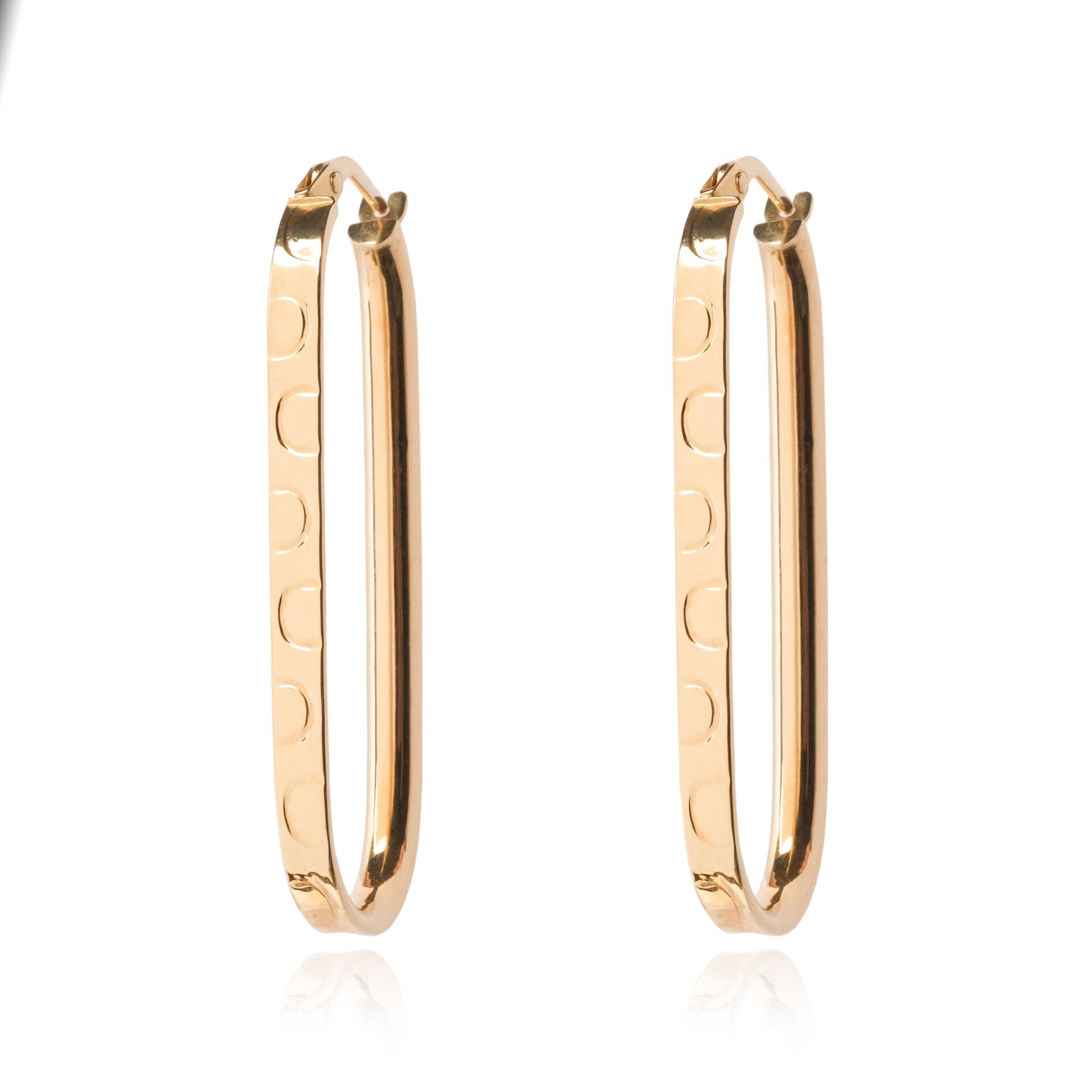 14 Ayar Altın Dikdörtgen Halka Küpe