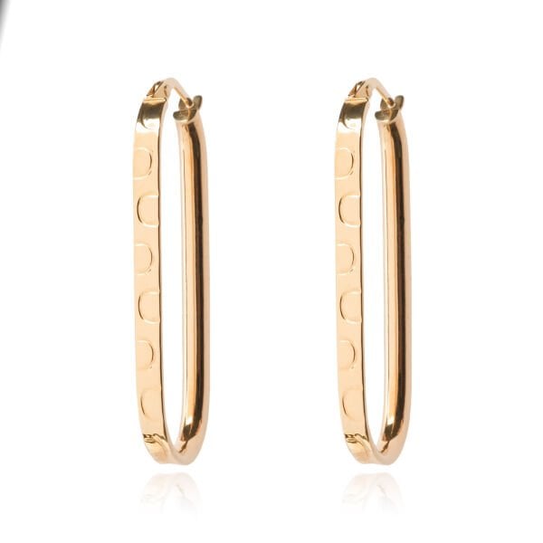 14 Ayar Altın Dikdörtgen Halka Küpe