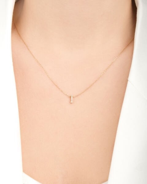 14 Ayar Altın Taşlı I Harfi Kadın Kolye