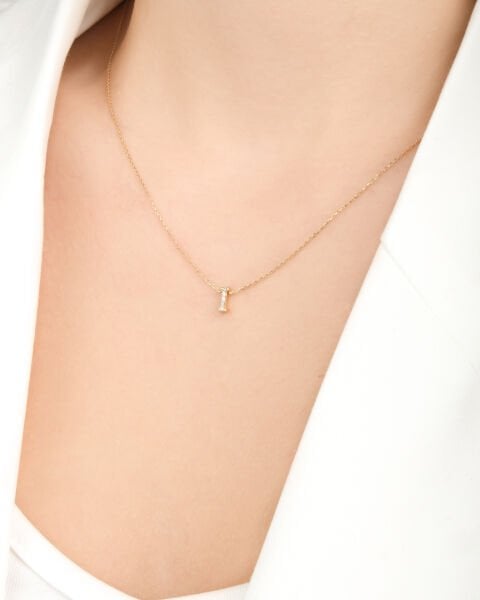 14 Ayar Altın Taşlı I Harfi Kadın Kolye