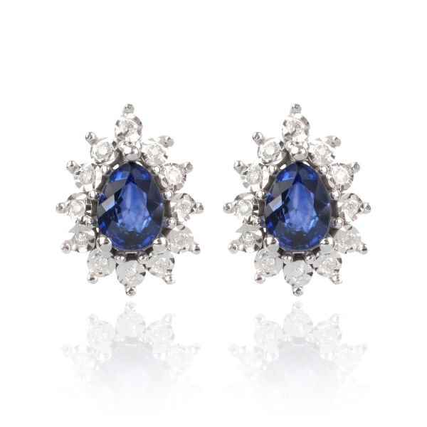 Pırlanta Safir Taşlı Damla Model Set