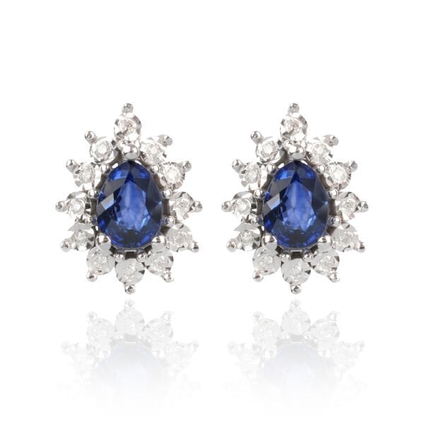 Pırlanta Safir Taşlı Damla Model Set