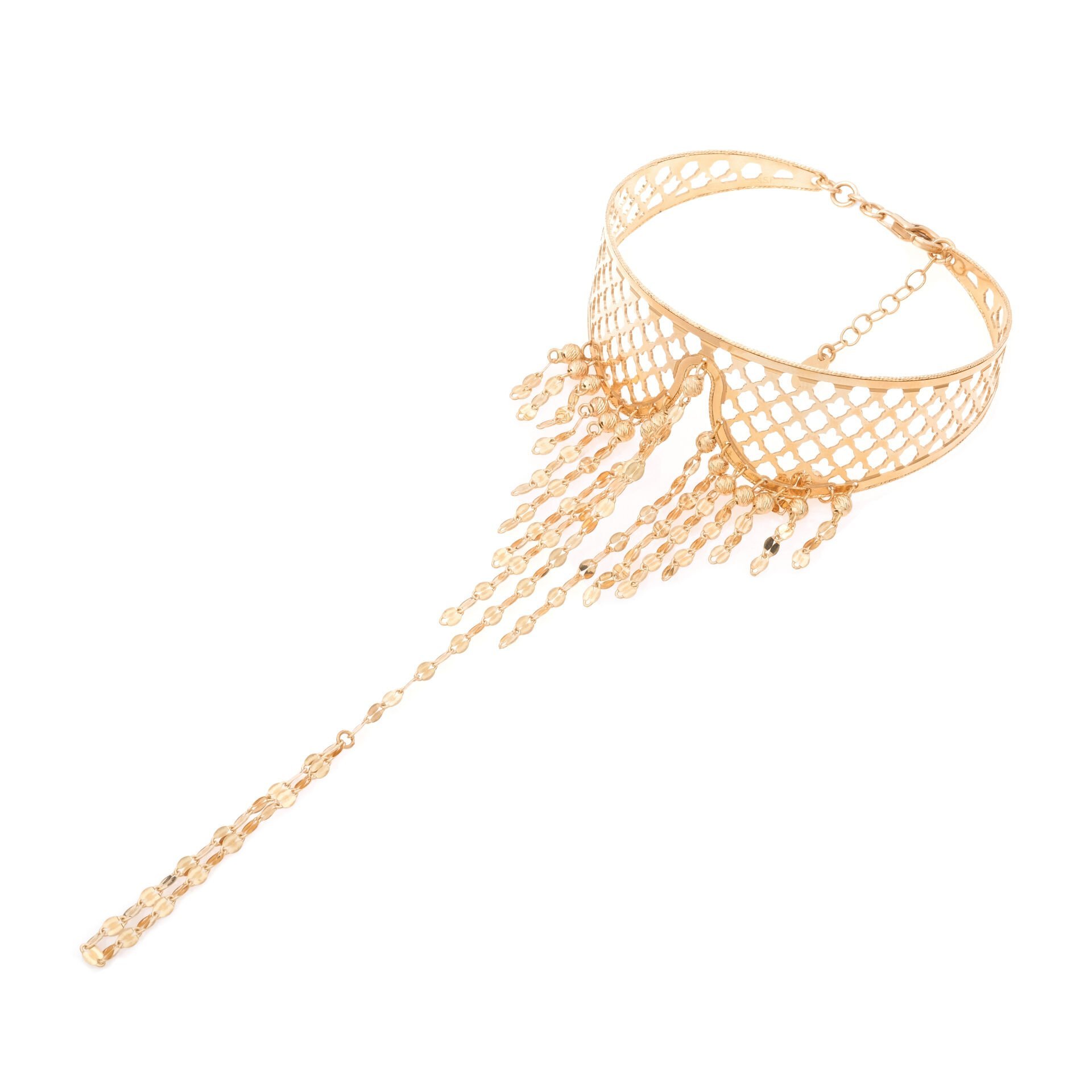 14 Ayar Altın Dorika Toplu Pullu Sallantılı Tasarım Bilezik