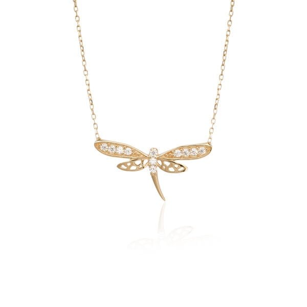 14 Ayar Altın Taşlı Yusufçuk Kolye