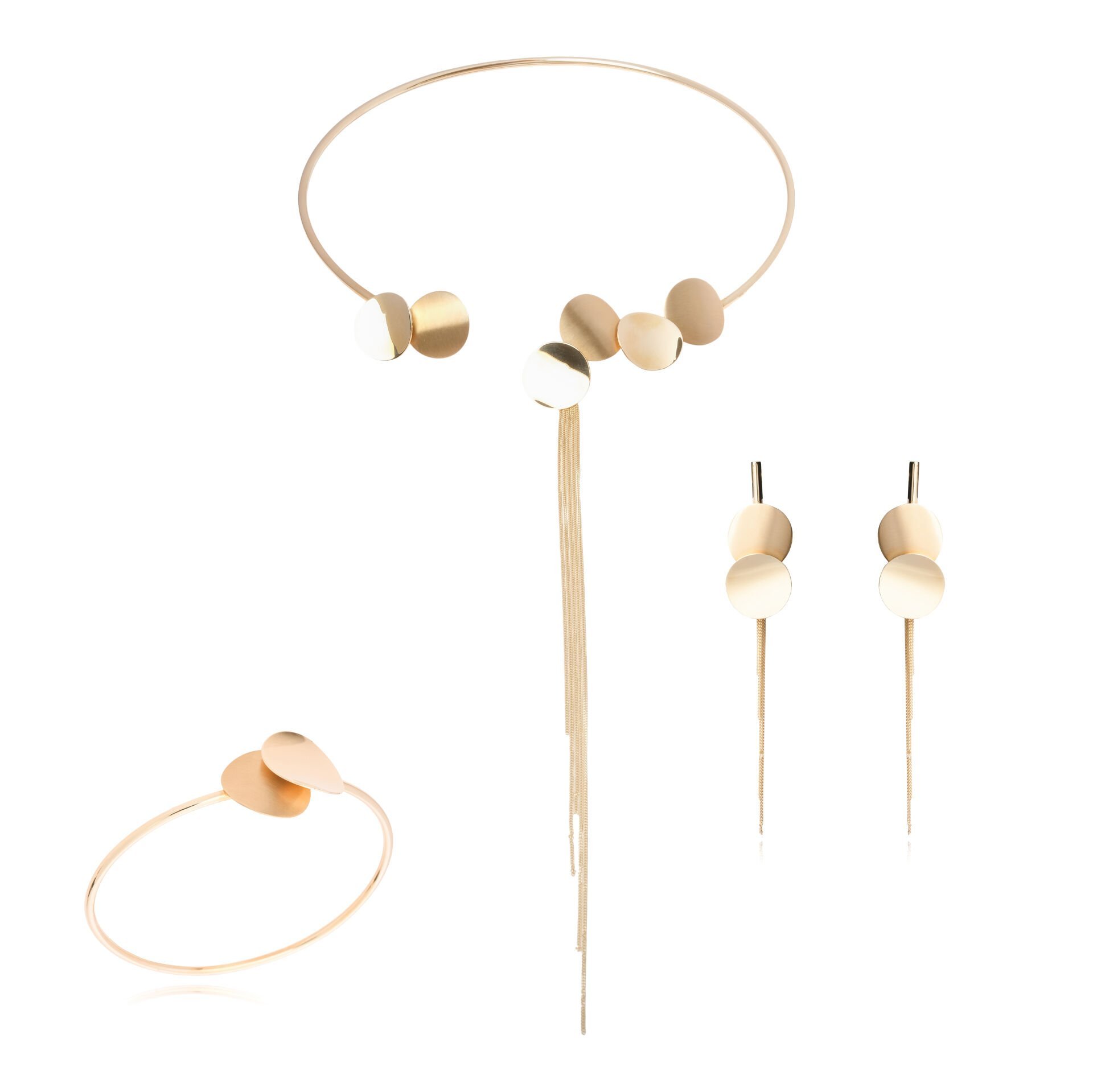 14 Ayar Altın Yuvarlak Form Sallantılı Tasarım Set