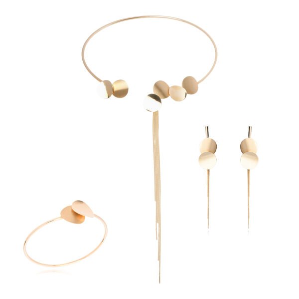 14 Ayar Altın Yuvarlak Form Sallantılı Tasarım Set