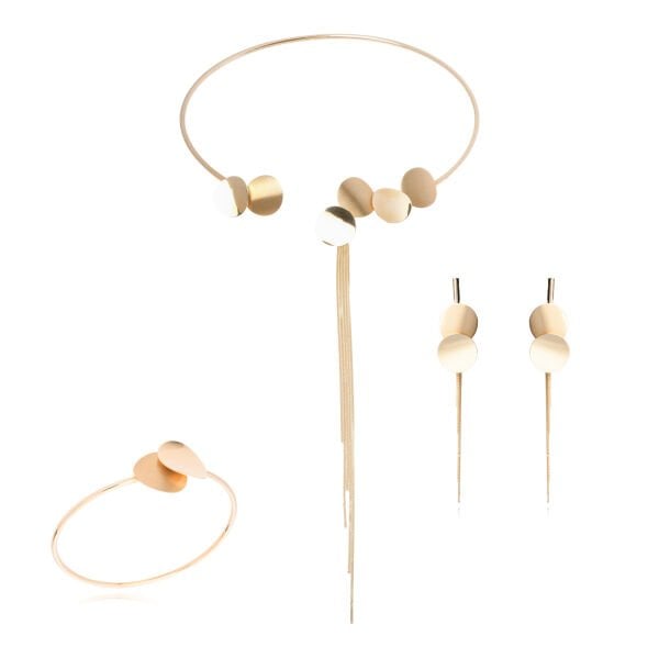 14 Ayar Altın Yuvarlak Form Sallantılı Tasarım Set