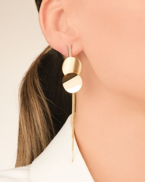 14 Ayar Altın Yuvarlak Form Sallantılı Tasarım Set