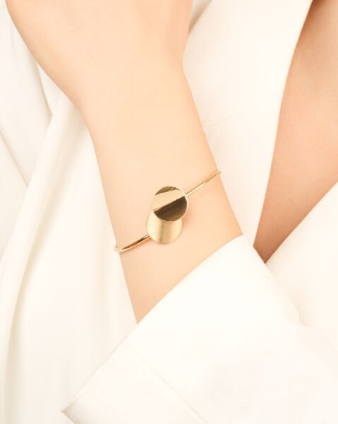 14 Ayar Altın Yuvarlak Form Tasarım Bilezik