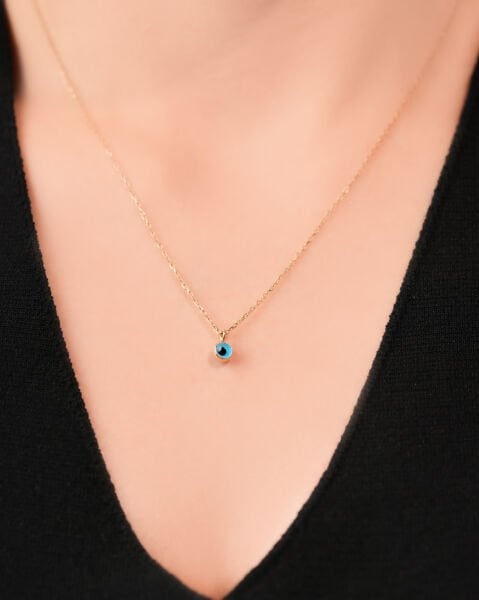 14 Ayar Altın Göz Boncuk Kolye