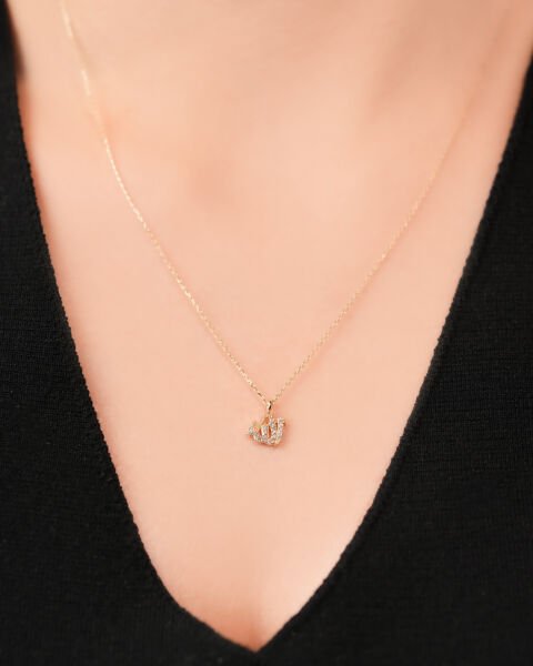 14 Ayar Altın Allah Yazılı Taşlı Kolye