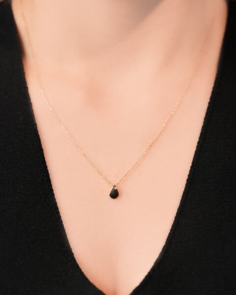 14 Ayar Altın Minimal Damla Kolye