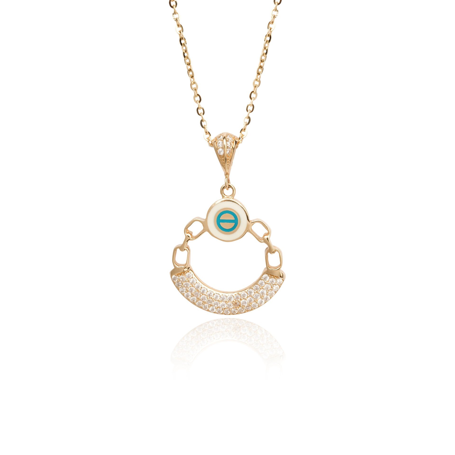 14 Ayar Altın Taşlı Mineli Halka Kolye