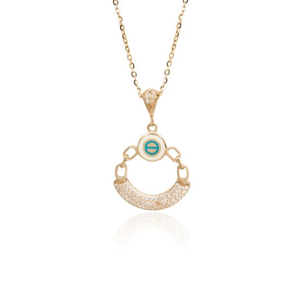 14 Ayar Altın Mineli Taşlı Halka Tasarım Kolye