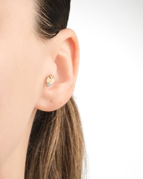 14 Ayar Altın Taşlı Kalp Figürlü Tragus Küpe