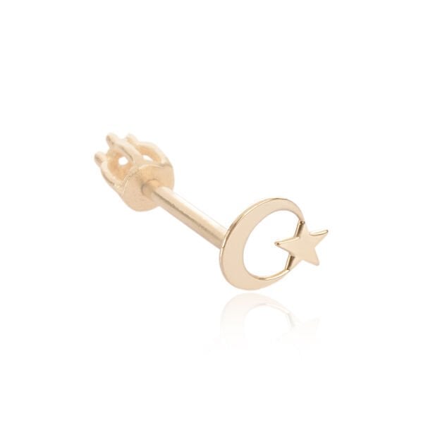 14 Ayar Altın Ay Yıldız Figürlü Tragus Küpe