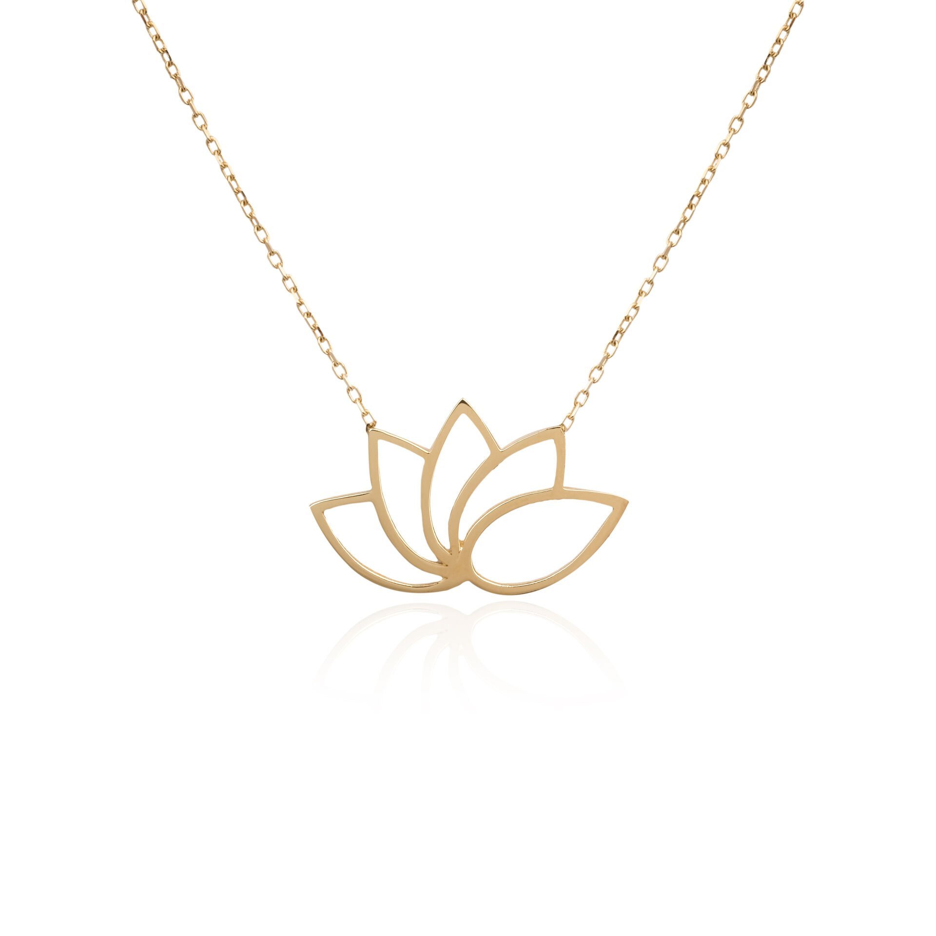 14 Ayar Altın Minimal Lotus Kolye