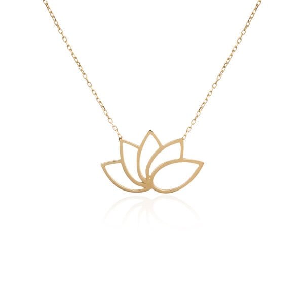 14 Ayar Altın Minimal Lotus Kolye