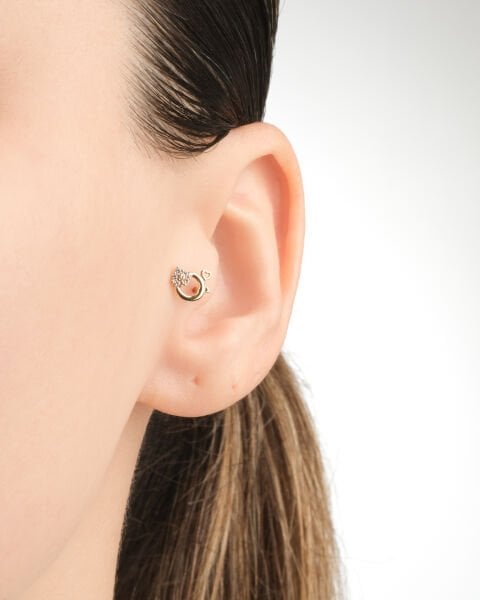 14 Ayar Altın Taşlı Çiçek Figürlü Tragus Küpe