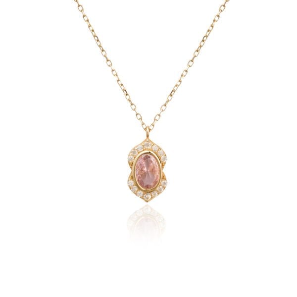 14 Ayar Altın Vintage Pembe Kuvars Kolye