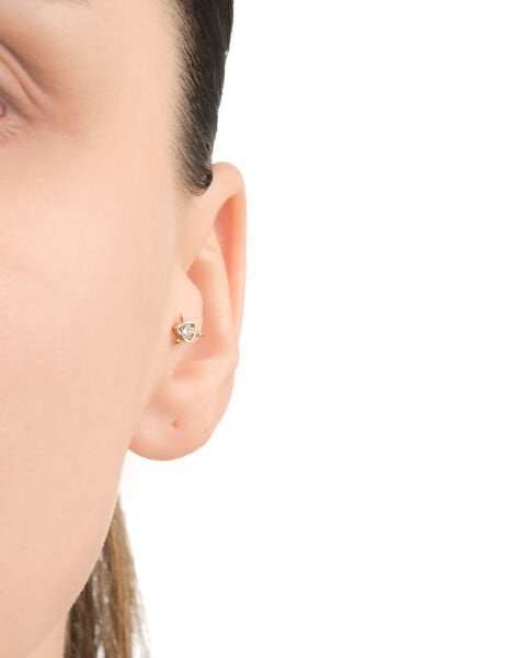 14 Ayar Altın Üçgen Form Taşlı Tragus Küpe