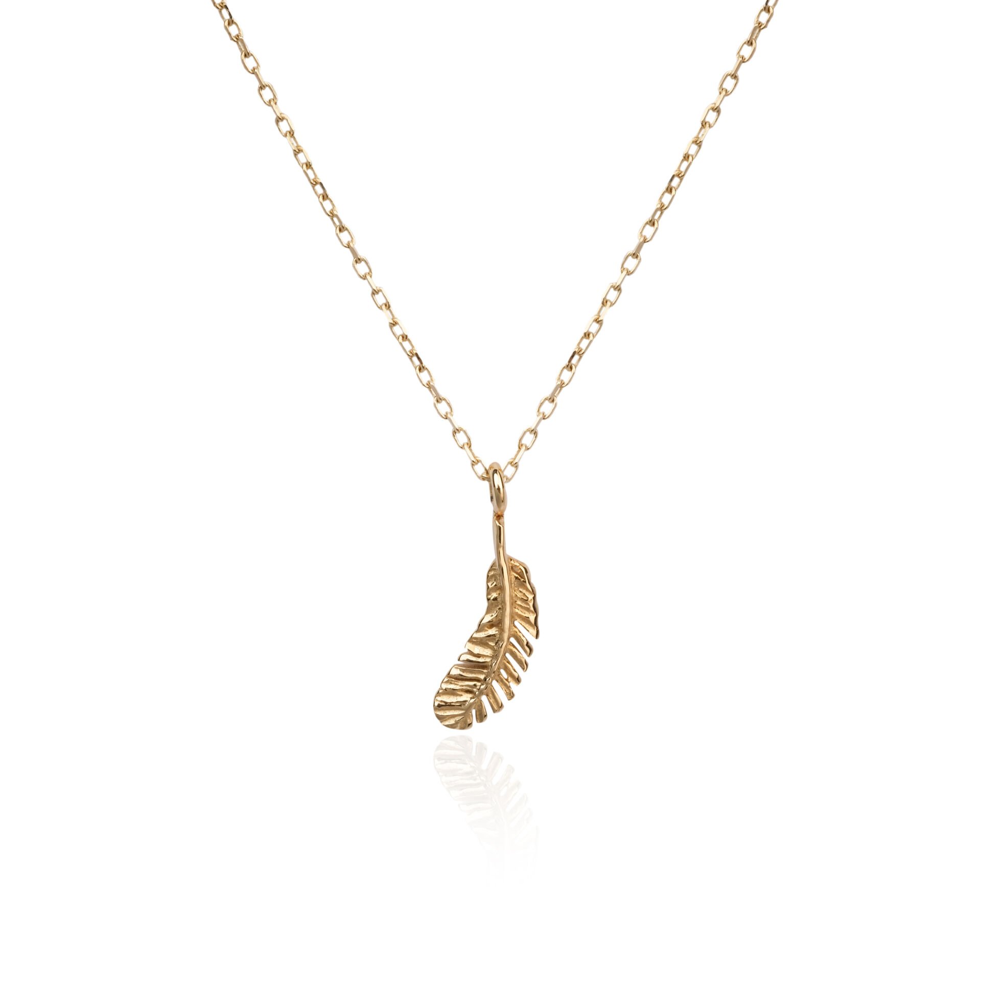 14 Ayar Altın Kuş Tüyü Kolye