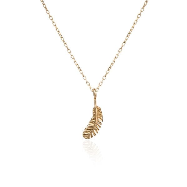 14 Ayar Altın Kuş Tüyü Kolye