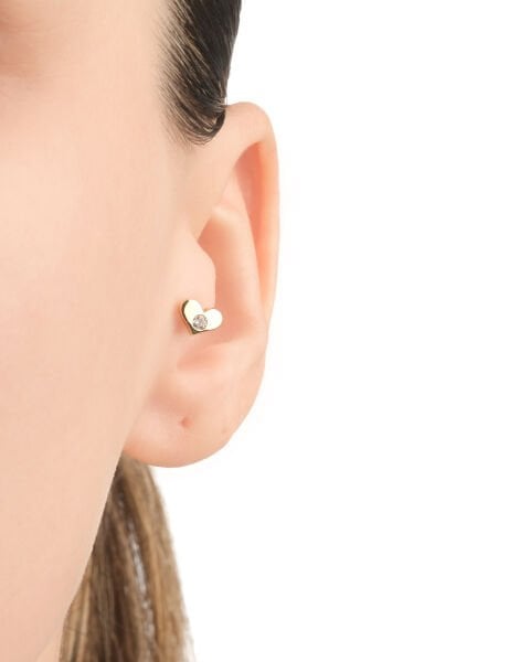 14 Ayar Altın Taşlı Kalp Form Tragus Küpe