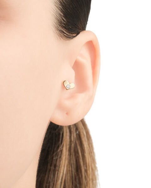 14 Ayar Altın Taşlı Kalp Tragus Küpe