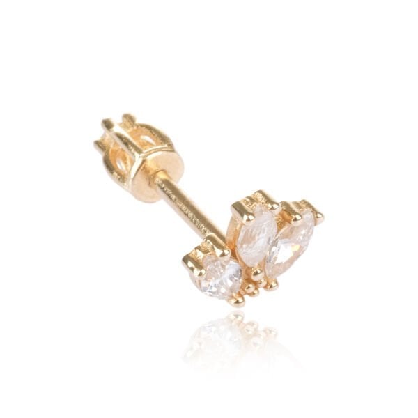 14 Ayar Altın Damla Taşlı Tragus Küpe