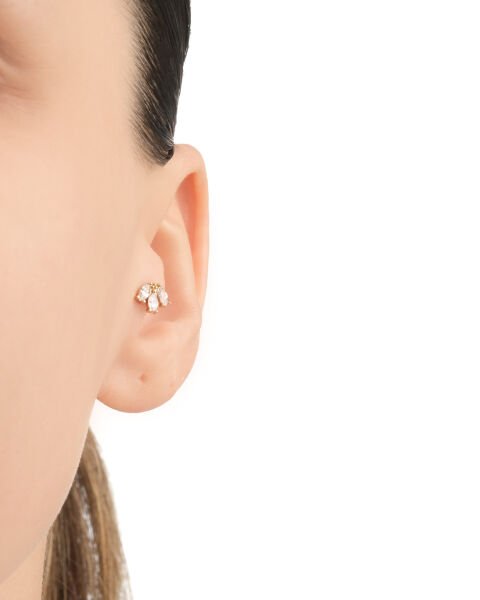 14 Ayar Altın Damla Taşlı Tragus Küpe