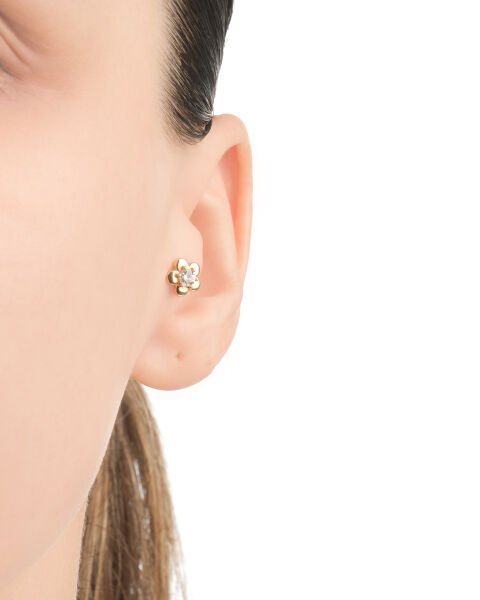 14 Ayar Altın Taşlı Çiçek Tragus Küpe