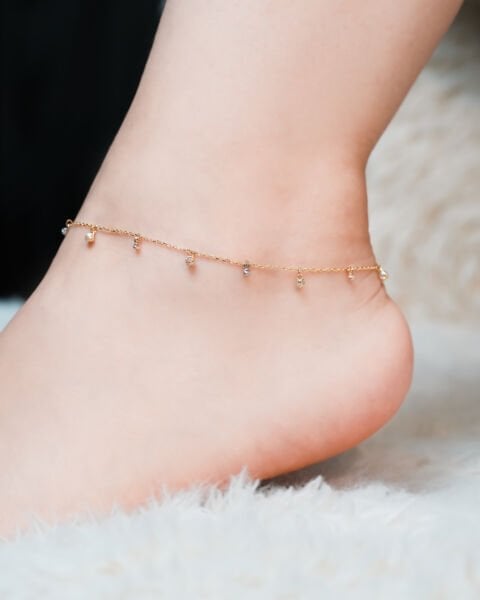 Dorikalı ve Taş Detaylı 14 Ayar Altın Halhal